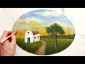 Painting ides: How to paint a Lemon Tree Landscape using SPONGE / Painting process /Acrylic painting