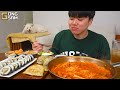 ASMR MUKBANG | fire noodle ramyeon, kimbap, kimchi recipe ! eating