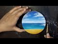 Round Canvas Beach Painting | Acrylic Painting on 11cm Canvas | Full Tutorial | SuhArtistry
