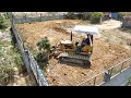 First Starting New Project,Incredible Mini bulldozer KOMATSU Pushing Land Filling Up Dump trucks