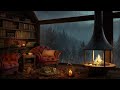 Cozy Hut Ambience in Deserted Forest 🌧️ Soft Jazz Music 🌧️ Rain Sounds & Crackling Fire for Sleeping