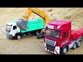 Rescue the mack truck from the magic gate with the police car - Toy car story