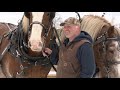 Horses pull semi-truck up icy hill in Mabel, Minnesota
