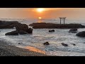 大洗磯先神社の神磯の鳥居⛩️の朝日🌅と波の音