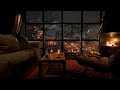 Cozy Winter Ambience With Heavy Snow | Crackling Fireplace Sounds | 8 Hours