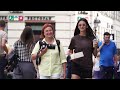 Beautiful Ukraine Girls Walking the Street of the City