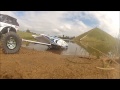 RC scale Axial Wraith Pulling and Launch RC Boat WildCat on lake - ECBROCK RC