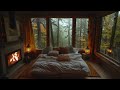 Insomnia Relief in 3 Minutes with Powerful Rainstorm and Cozy Fireplace Sounds by Window at Night