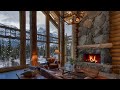 Cozy Ambience - Winter House - Crackling Fire & Snow Falling - ASMR