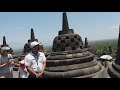 View from Borobudur Temple sutra and 2 volcanos