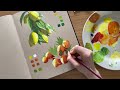 how to paint vibrant fruit with three colors 🍋 gouache