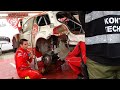 WRC 73 Rally Poland 2016 - 30 min Service of Stephane Lefebvre damaged Citroen WRC