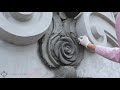 How to sculpture cement flower - Cement reliefs technique