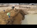 Activities Machinery Build Canal By Bulldozer Komatsu Pushing Land in Lake With Dump truck