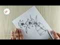How to draw beautiful orchid flowers in a jar | Step by step pencil sketch drawing