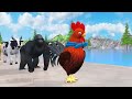 Paint & Animals Duck,Gorilla,Lion,Elephant,Cow,Sheep Fountain Crossing Transformation Animal Cartoon