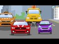 White Ambulance Car Rescue in the City w Tow Truck - Animation Cars & Trucks Cartoon for children
