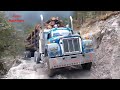 Dangerous Fastest Heavy Equipment Logging Truck Operator Fail Driver, Climbing Truck Skill Over Wood