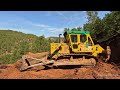 How Caterpillar D7g Bulldozer Mst Excavator Makes Way Through Block Rocks Part2 #bulldozer