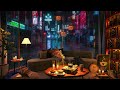 Relaxing Rain Night Coffee shop with Smooth Piano Jazz Music & Soothing Rain Sounds for Work & Sleep