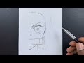 Anime sketch | how to draw nezuko half face step-by-step