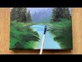 Acrylic Painting for Beginners | Forest Trees Mountain Landscape Painting