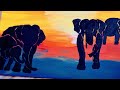 Elephants sunset art painting/Acrylic painting/Art and crafts/ wall hanging/#art /#elephant/#drawing