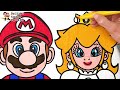 Dessin et Coloriage de Super Mario et de la Princesse Peach 👨❤️👸🏼🍄🌈 Dessins pour Enfants