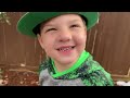 Caleb is a Leprechaun! Backyard scavenger hunt and Hide N Seek for POTS of GOLD!!