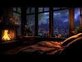 Rainy Night on a Mountain Retreat with Crackling Fireplace & Thunder for Sleeping
