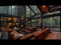Moring Luxury Living Room in Forest with Slow Piano Jazz Music ☕ Relaxing Jazz Music for Work, Study