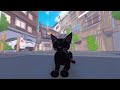A cat with a rubber duck make people trip. [Little Kitty Big City]