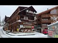 Wengen, Switzerland 4K - Snowy walk in a beautiful Swiss village - Winter wonderland