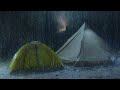 Wonderful Deep Sleep on Rainy Night | Heavy Pouring Rain on Tent & Huge Thunder | White Noise Sleep