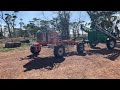 Sprayer being pushed out of a shed at Bungulla Farming Co