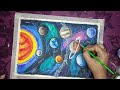 Solar system drawing with oil pastels #galaxy drawing #planets drawing