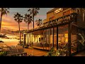 Sunset Seaside Coffee Shop with Jazz Music and Relaxing Sea Waves Sounds to Relax, Study, Sleep