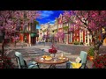 Spring Morning by Street with Smooth Piano Jazz Music at Coffee Shop Ambience for Work, Study, Relax