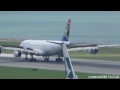 South African Airways Airbus A340 Landing in Hong Kong Airport. Flight SA286.  ZS-SXE