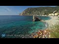 FLYING OVER ITALY 4K: Cinque Terre Coast by Drone + Light Ambient Music & Ocean / Nature  Sounds