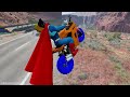 Big & Small Long Lightning Mcqueen vs Pixar Car, Dinoco,Tow Mater vs 100 Gate Bridge😱 | BeamNG.Drive