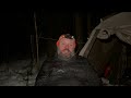 Hot Tent Camping in Freezing Rain |  Snowy Valley by a Stream