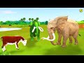 Zombie Mammoth Fight with Giant Dinosaurs to Rescue Save Elephant and Cow Cartoon Animal Revolt Epic