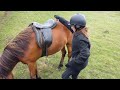 Wardrobe malfunction during horseback riding, Iceland