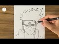 Kakashi Hatake drawing step by step | Anime drawing step by step | Easy drawing ideas for beginners