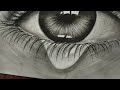 Realistic Eye Drawing with Only charcoal  // Time lapse