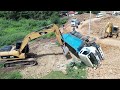 Fantastic Technique Skills Recovery Sliding Dump Truck Overturned Landslide Fall Off The Road