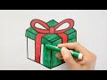 How to Draw a Cute Gift Box  Easy Drawing and Coloring for Kids and Toddlers