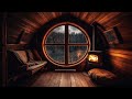 Cozy Cabin Wood Ambience with Crackling Fireplace and Rain, Thunder Sounds for Sleeping