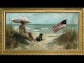 COASTAL PATRIOTIC BEACH DAY  VINTAGE TV SCREENSAVER WALLPAPER 4K BEACH BACKGROUND